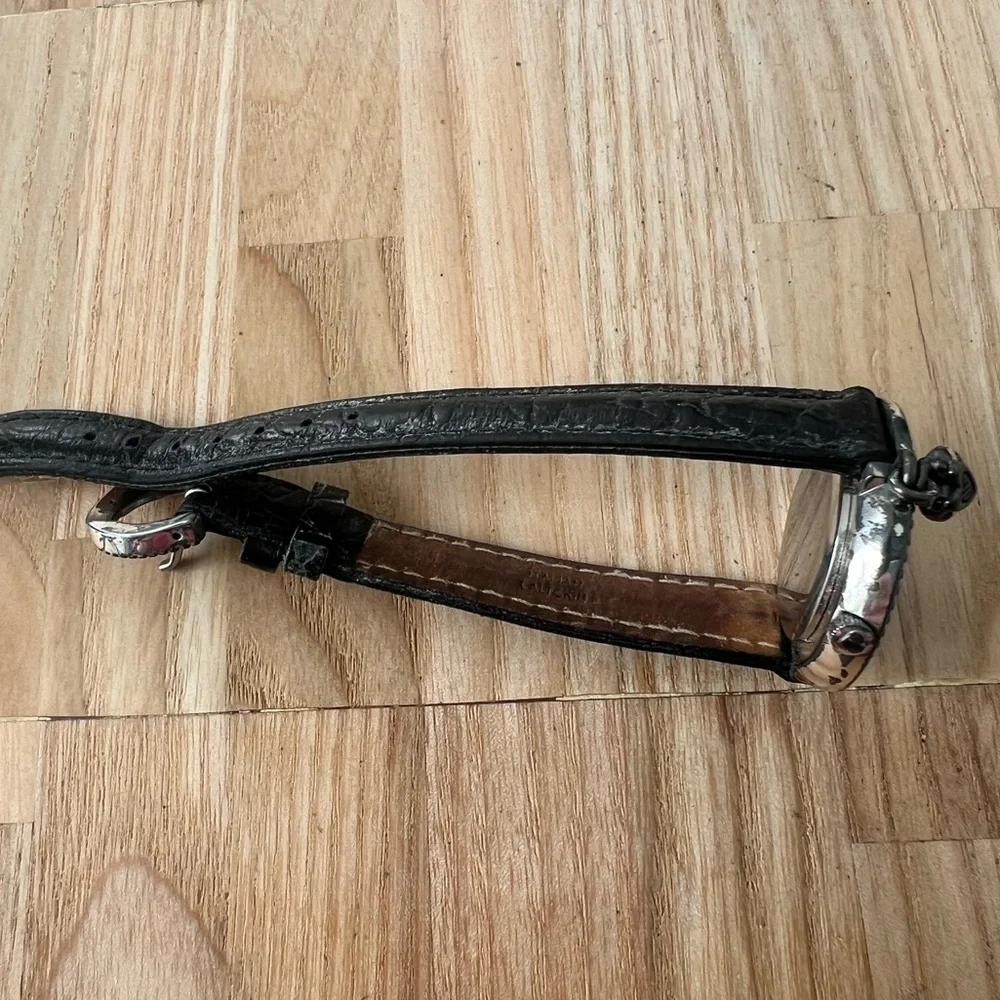 Brighton ladies London silver tone black leather NEW BATTERY